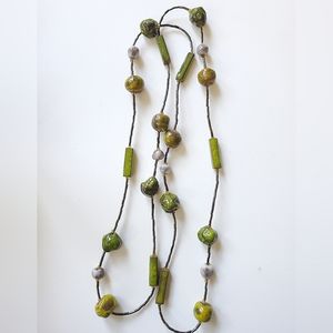 HANDMADE VINTAGE 1970's Ceramic Beaded Bohemian Wrap Necklace.